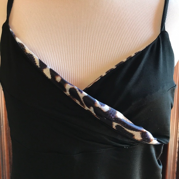 Just Cavalli Black Leopard Trim Spaghetti Strap Top - Size L - Picture 2 of 8